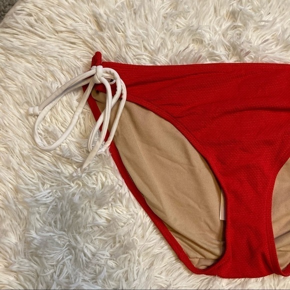 Cacique Red Textured String Bikini Bottom - Picture 2 of 8